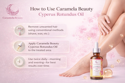 Caramela Beauty Cyperus Rotundus Oil for Natural Hair Reduction - 60Ml/2Oz